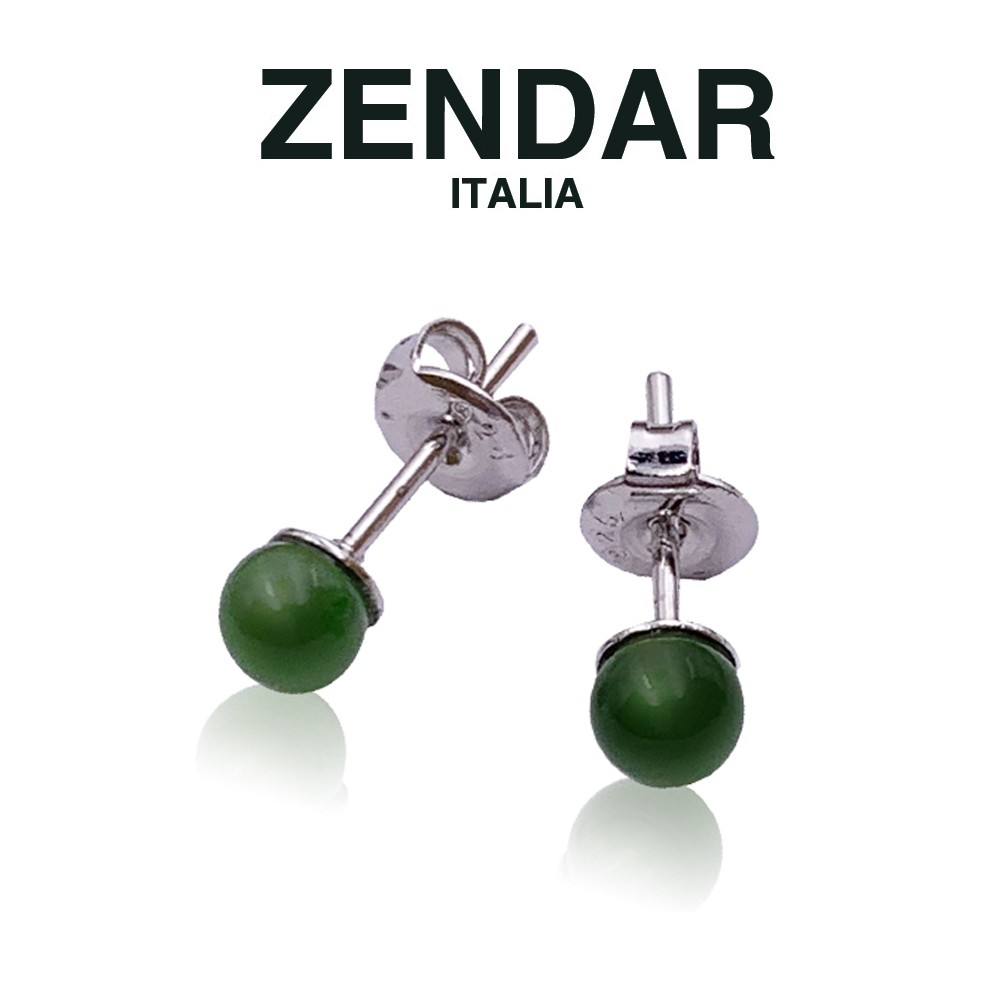 【ZENDAR】頂級 北美碧玉 圓珠4m 耳針 (Z6023)