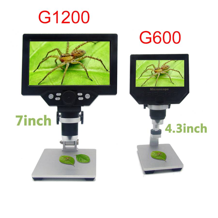 G1200 1-1200X 高清數碼顯微鏡視頻顯微鏡 12MP 7 英寸彩屏液晶顯示屏連續放大放大鏡