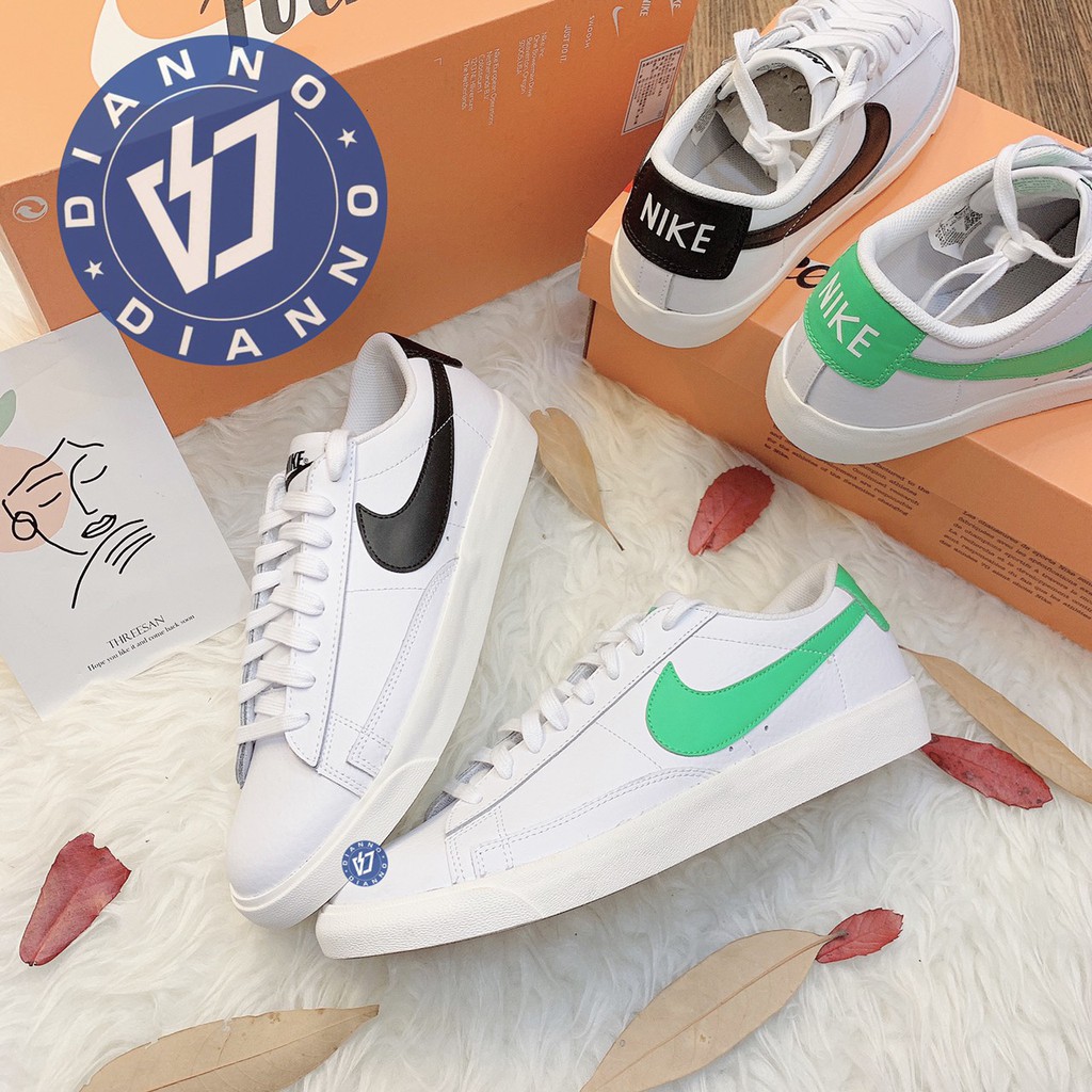 帝安諾-實體店面 Nike Blazer Low 皮革 滑板鞋 白黑 白綠 瘦子款 CI6377 101