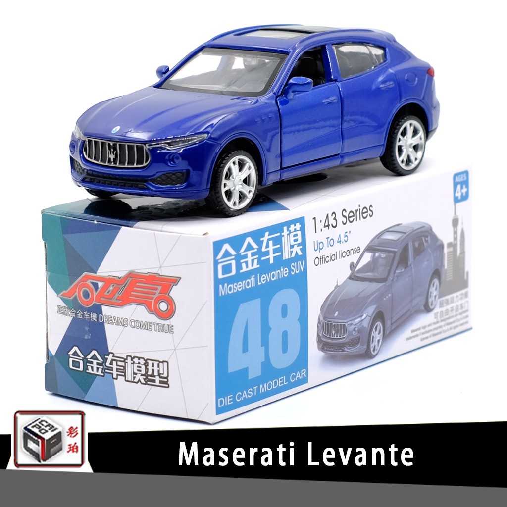 彩珀瑪莎拉蒂Maserati Levante越野車授權合金汽車模型1:43回力開門男孩兒童合金玩具車收藏擺件男孩生日禮物