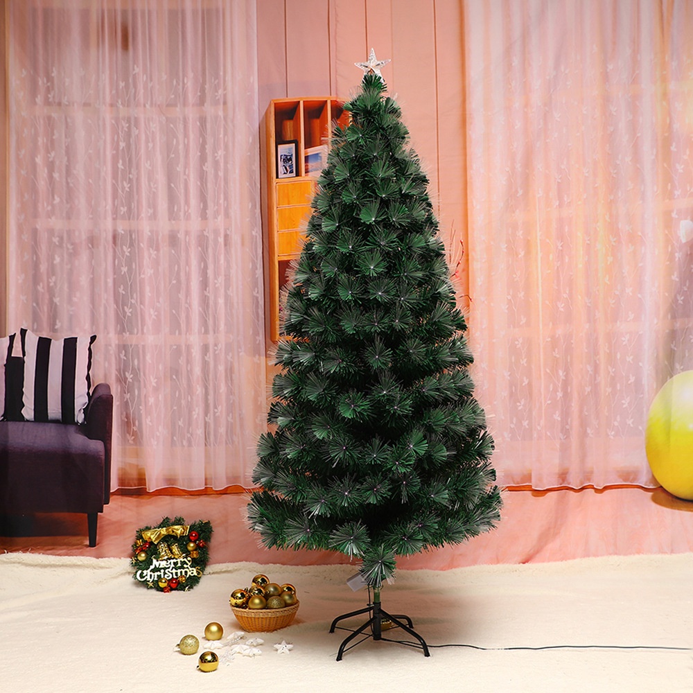 LED圣誕光纖樹綠色暖白光纖樹發光纖圣誕樹圣誕禮品商城