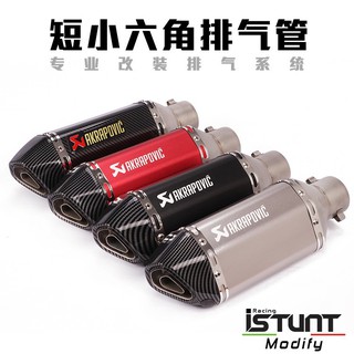 蝦皮現貨熱銷摩托車跑車排氣管改裝5020C MT07 R6 DUKE390 CBR300短小六角煙筒