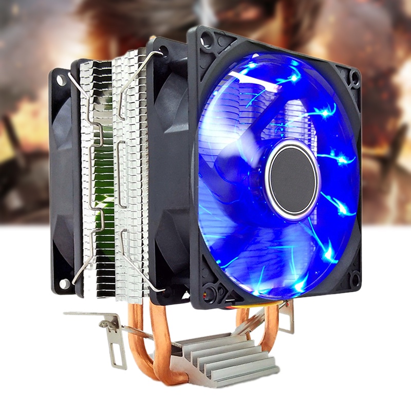 英特爾 Cpu 雙冷卻風扇空氣冷卻器散熱器適用於 Intel 775/1151/1155 AMD AM3/4 Ryzen
