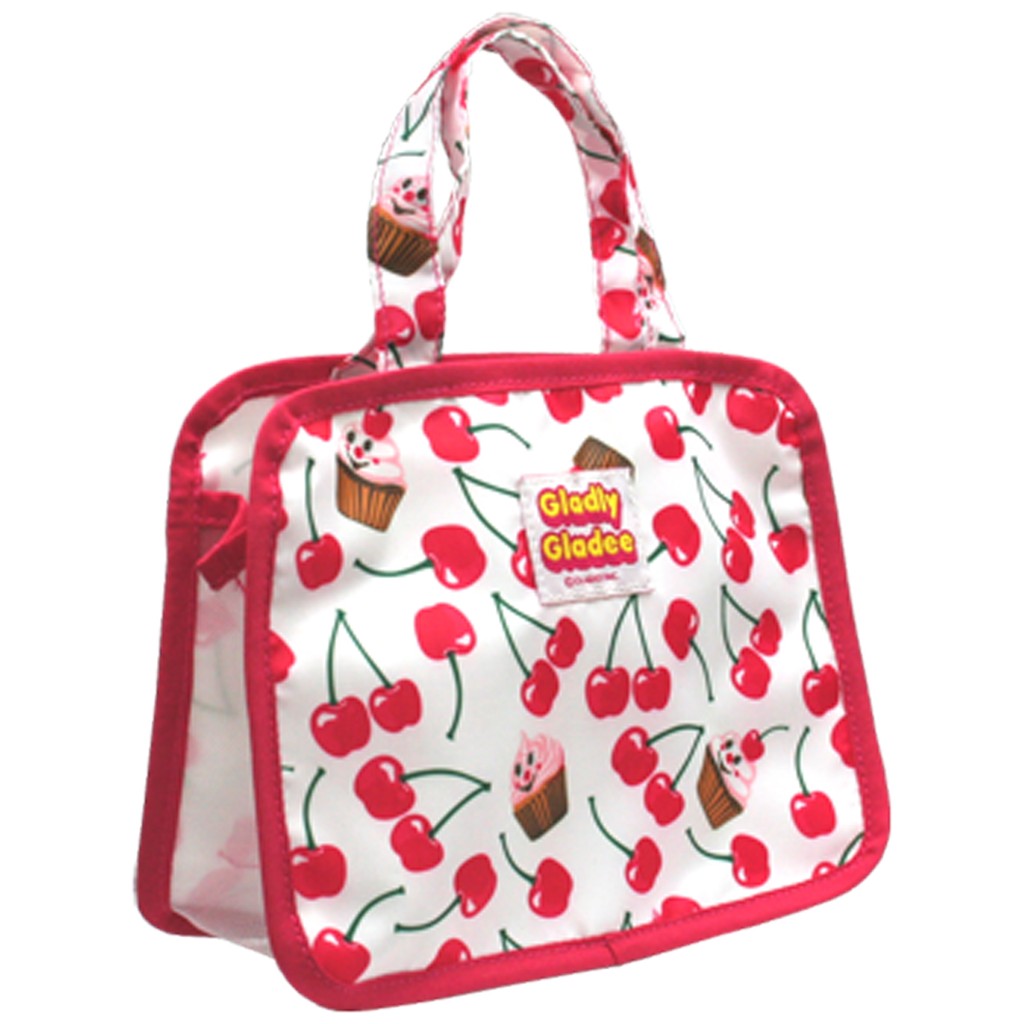 櫻桃蛋糕提袋--秘密花園生活精品館--GLADEE日本雜貨/櫻桃蛋糕圖隨身溫泉提袋/游泳提袋/盥洗袋(小)
