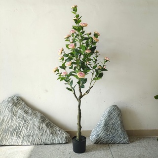 ❤️民雄發貨❤️裝飾盆栽 造景設計 茶梅 玫瑰花樹 假樹 假植物 茶樹