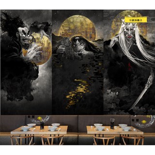 現貨3d日式紋身店墻面般若墻紙刺青浮世繪壁紙日本居酒屋餐廳武士壁畫 蝦皮購物