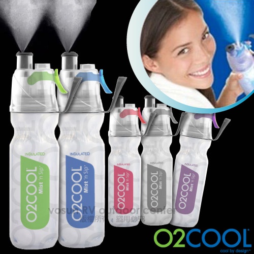 【美國 O2COOL】保冷 噴霧雙功能鯨魚水壺500ml 專利創新.防摔防漏運動水壺.兩用水壺_HMCDP06