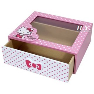 三麗鷗HELLO KITTY凱蒂貓圓點風收納盒 置物盒 飾品盒 桌上盒 小物盒 單抽盒 抽屜盒 透明盒