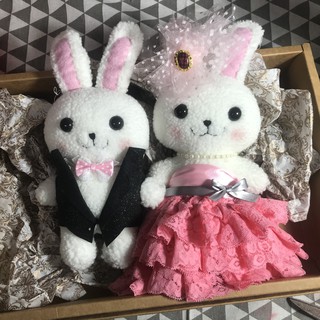 RABBIT LULU 結婚兔子娃娃 夢幻粉紅婚紗 結婚禮物 婚禮擺飾 車頭綵