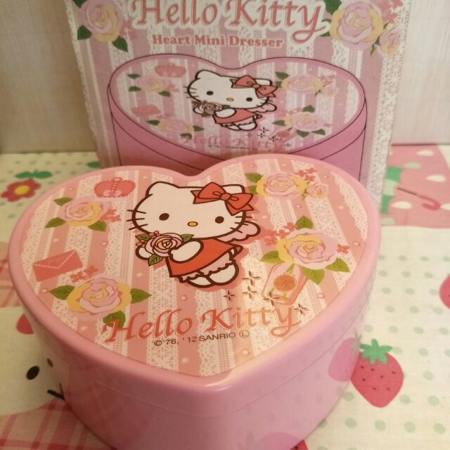 全新hello Kitty 三麗鷗凱蒂貓兩段式附鏡飾品收納盒