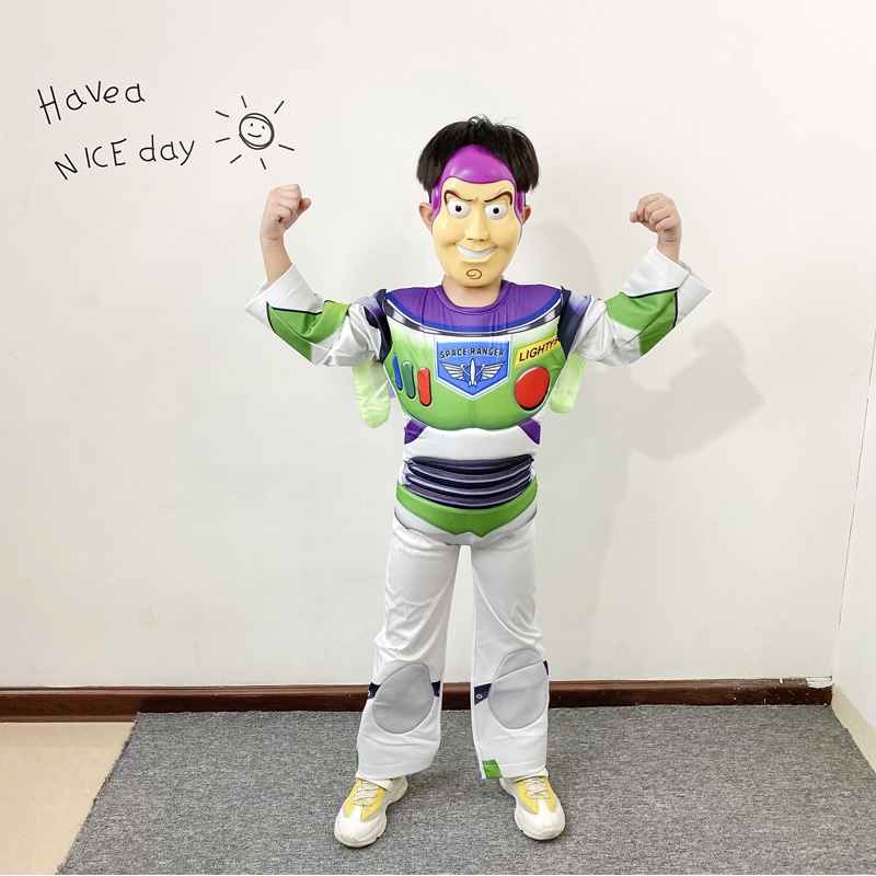 巴斯光年衣服兒童萬聖節服裝cosplay玩具總動員Buzz Lightyear肌肉服