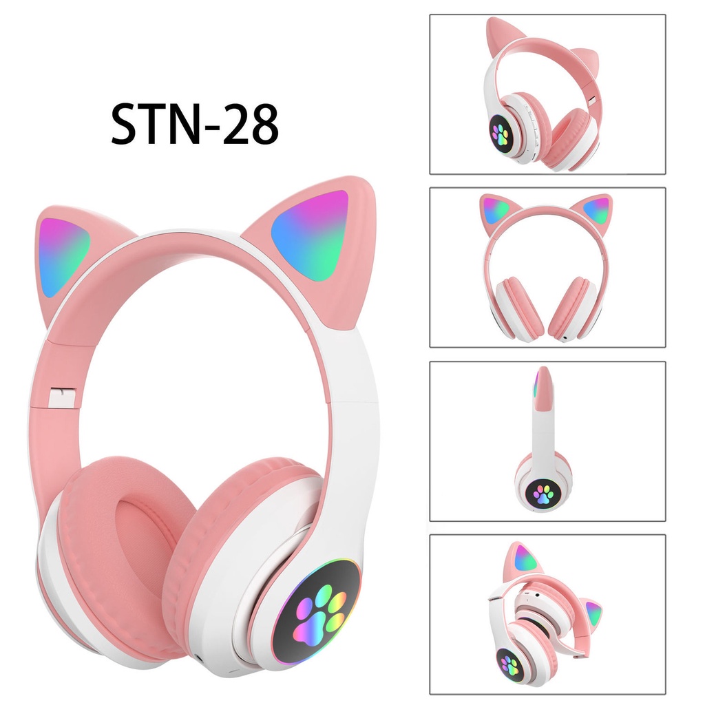 現貨☂貓耳頭戴式藍牙5.0無線耳機重低音耳麥運動游戲手機電腦通用音質