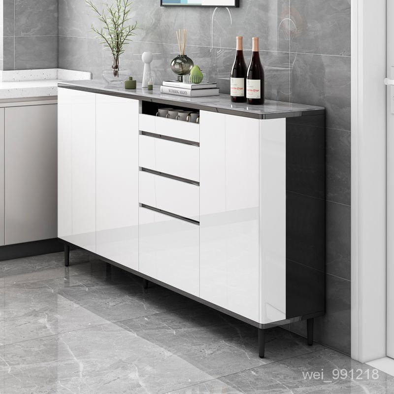 實木餐邊櫃現代簡約小戶型巖闆超薄30cm窄型碗櫃廚房靠墻儲物櫃 QBLE