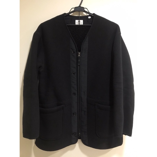 (二手) UNIQLO ENGINEERED GARMENTS 無領外套 S號 刷毛 寬版 FLEECE 雙拉鍊 日系