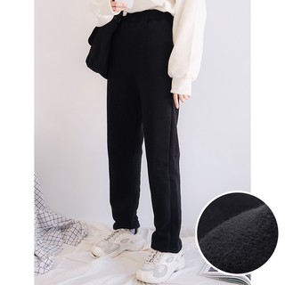 「M~XL。台灣現貨」2色 內刷毛 素面鬆緊腰 棉質長褲 (P1222)