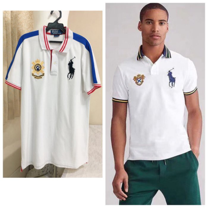 美國品牌 POLO BY RALPH LAUREN RL 帥氣勳章刺繡大馬網眼棉POLO衫(白色) 男款XL號