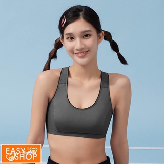 【EASY SHOP】愛運動-吸濕排汗無鋼圈背心式少女運動內衣-沉穩灰