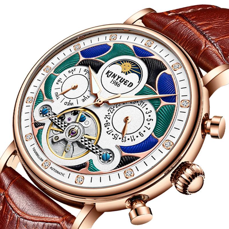 KINYUED金悅達 新款高檔多功能機械手錶 男士夜光時尚商務機械表錶J079