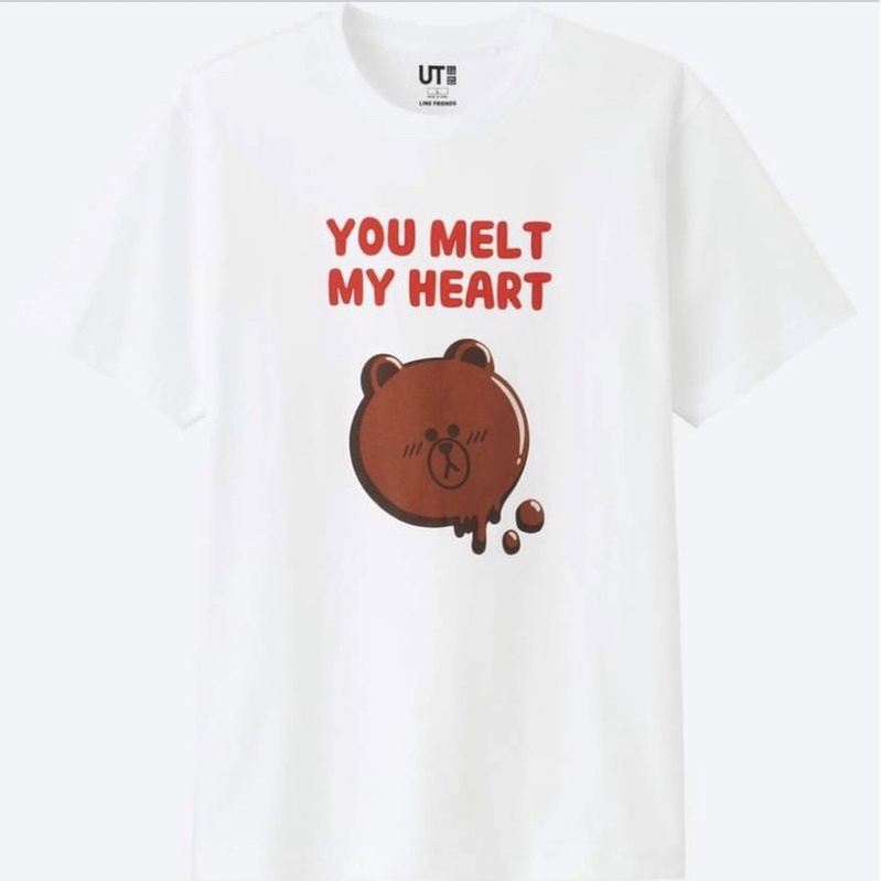 [近全新］UNIQLO LINE FRIENDS 印花T恤 熊大 白色