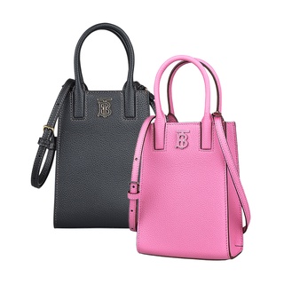 BURBERRY FRANCES TB金屬LOGO荔枝紋小牛皮手提斜揹包(迷你/兩色)