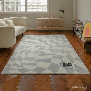 棊盤格客廳地毯 複古抽象格子地毯 臥室床邊毯 通鋪地墊 門口地墊