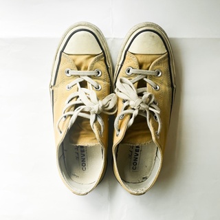 converse all star 芥末黃復古帆布鞋 6成新