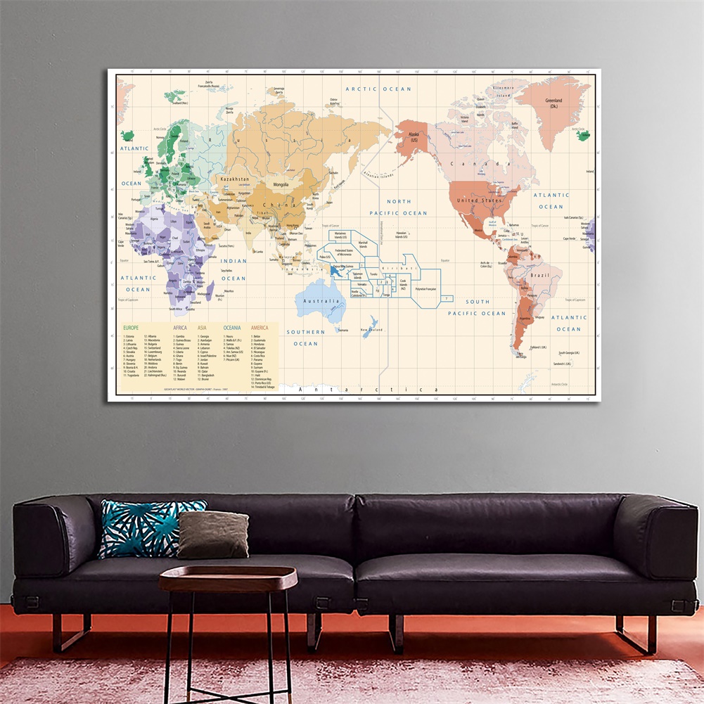 高品質 - 世界地圖 - 海報背景布牆裝飾