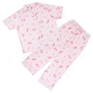 (現貨在臺)日本正品Sanrio 三麗鷗 成套 睡衣組 短袖 上衣 長褲 休閒服飾 Melody 美樂蒂 粉色