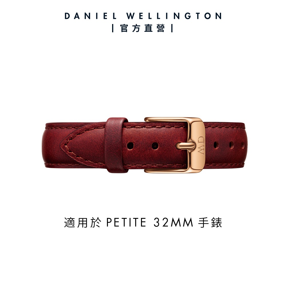 【Daniel Wellington】DW 錶帶 Petite Suffolk 14mm 經典紅真皮錶帶-玫瑰金框