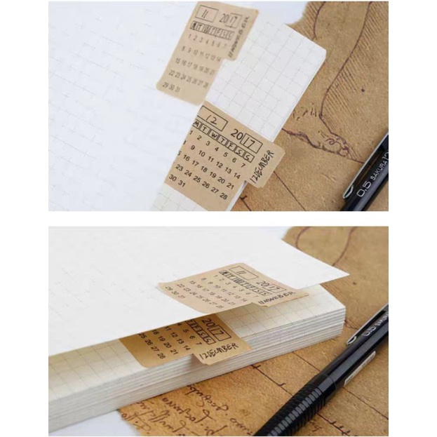 小小米家嚴選 全新升級 牛皮紙材質 可以自行填寫月份 附帶背膠可以貼在筆記本當作標籤 多功能手動萬年曆貼紙 台灣現貨