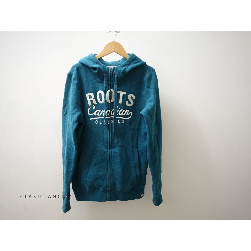加拿大【Roots】藍綠色內刷毛連帽外套M