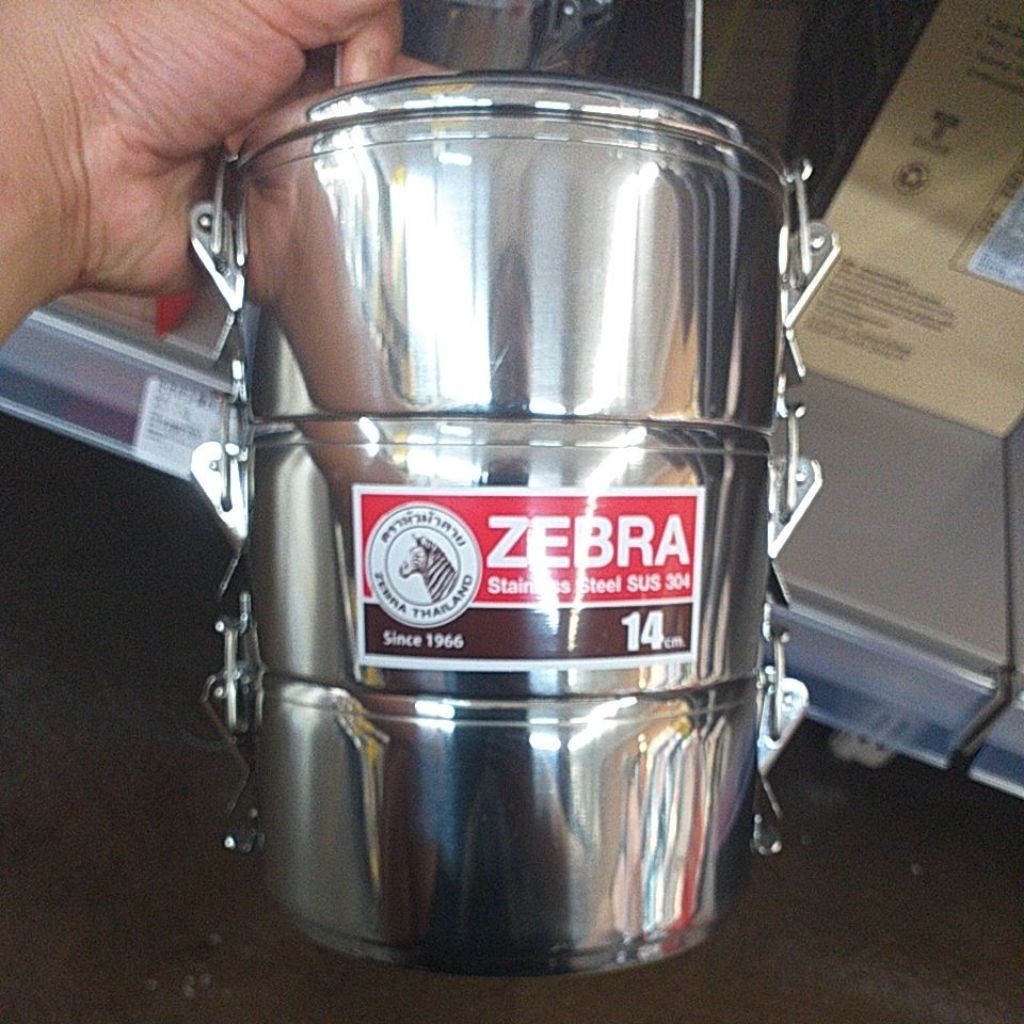 ZEBRA 斑馬牌 多層 飯盒 304不銹鋼 圓形 飯層 雙層 （扣環式）14cm 三層 附扣環 0.9L*3 提鍋