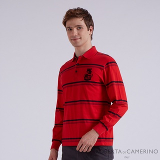 【ROBERTA諾貝達】 男裝 修飾身形 舒適純棉長袖紅色POLO棉衫