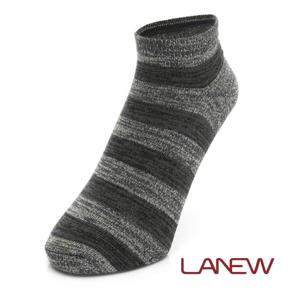 LA NEW 優纖淨抑菌消臭麻花條紋襪-米灰/橄灰(298780395)