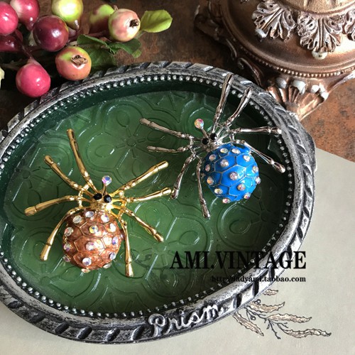 希希の精品 巫毒蜘蛛酷美彩釉水鉆蜘蛛胸針中性昆蟲胸針胸花vintage個性范 蝦皮購物