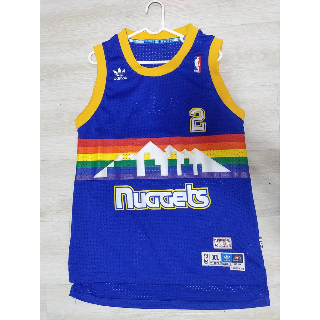 便宜出清!!  電繡NBA金塊彩虹球衣 青年版YXL 復古球衣 Adidas Alex English jersey