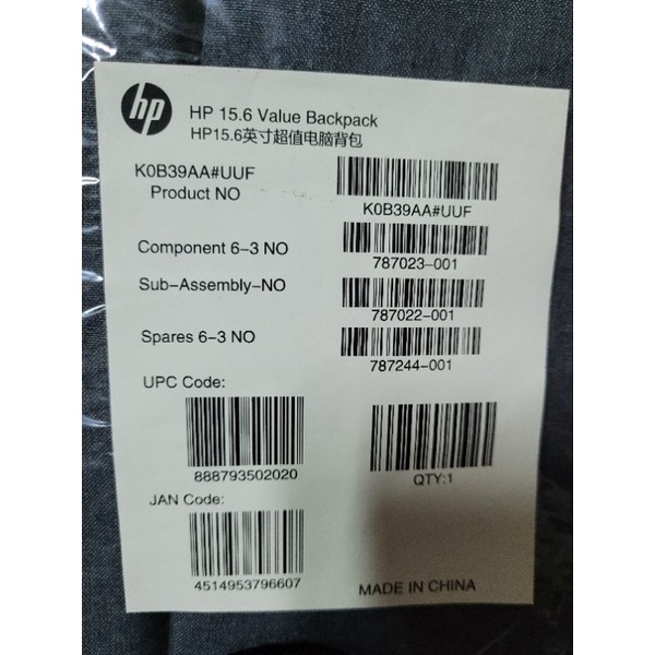 HP 15.6吋 電腦包 雙肩包 背包 收納包