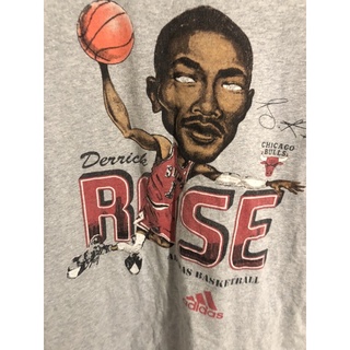 二手古著 愛迪達 Adidas NBA Derrick rose 飆風 玫瑰 棉t t shirt size m