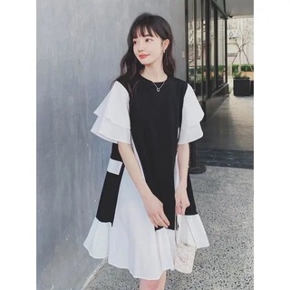 設計感連衣裙女夏季新款小個子韓版寬鬆顯瘦中長款短袖T恤