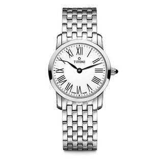 TITONI 瑞士梅花錶纖薄系列 TQ42918S-584簡約金屬時尚腕錶/銀 24mm