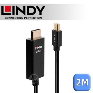 LINDY 林帝 主動式 mini DisplayPort to HDMI 2.0 HDR 轉接線 2m (40922)