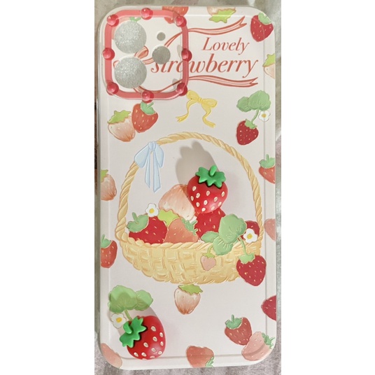 現貨🔜出貨 Apple iPhone 12田園日系甜美立體草莓🍓野餐籃🧺手機殼可愛風