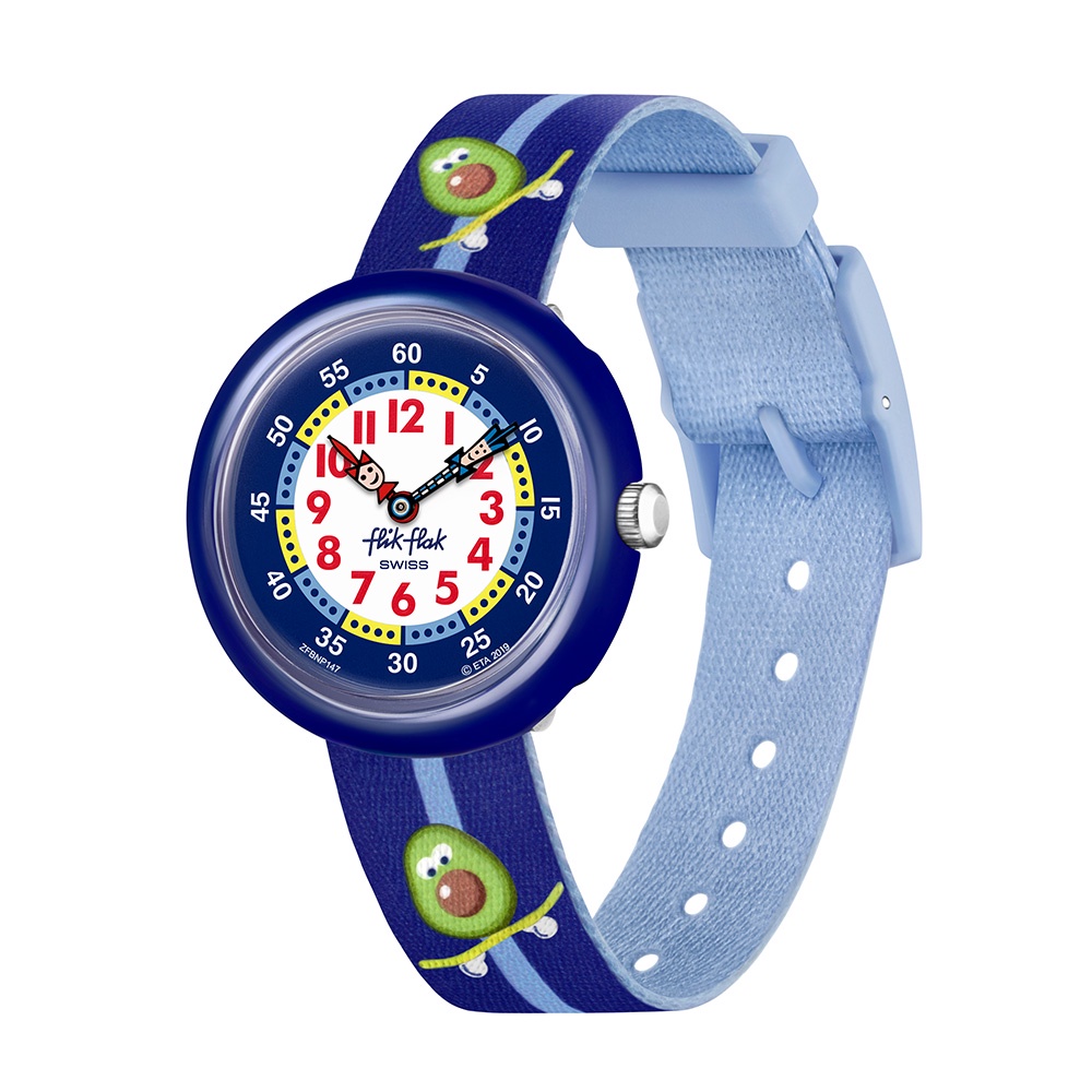 【FlikFlak】兒童錶 BRAVOCADO(31.85mm) 瑞士錶 酪梨滑板 FBNP147C 手錶