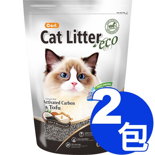 【金王子寵物倉儲】【免運費】CARL卡爾-環保豆腐貓砂(椰殼活性碳)6L x2包體驗組