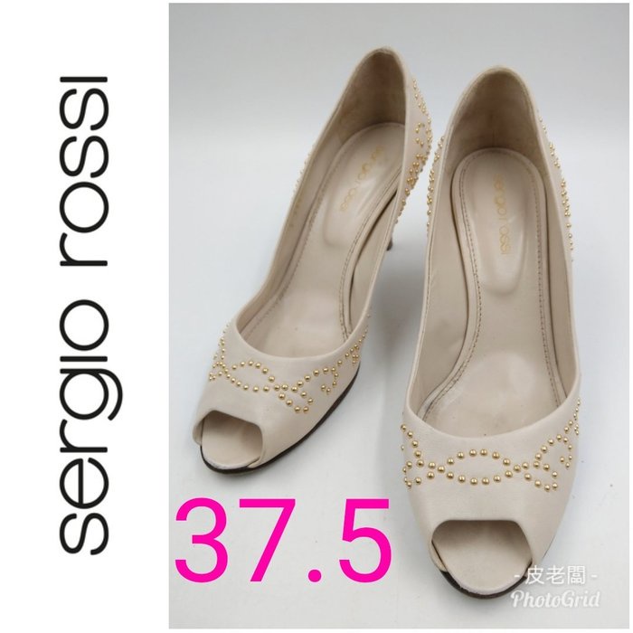 【皮老闆‘s Eva’】 二手真品 義大利精品女鞋 sergio rossi 鉚釘 高跟鞋 (鞋104)