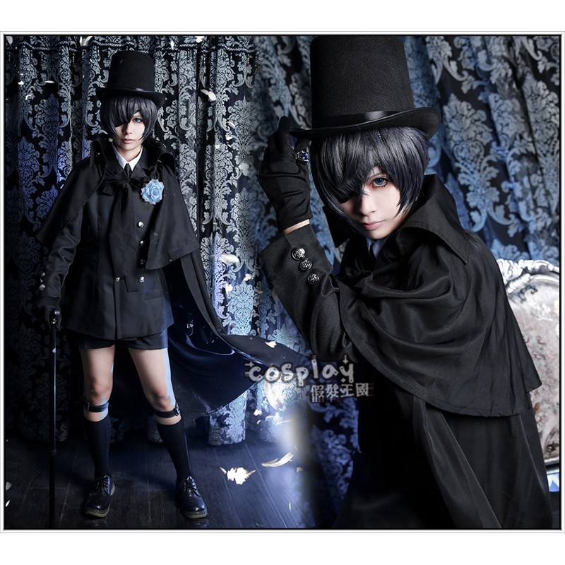 Cosplay服裝 黑執事夏爾 凡多姆海恩送葬禮服喪服送葬服大全套cos服謝爾少爺萬用西服送拐劍戒指眼罩 蝦皮購物