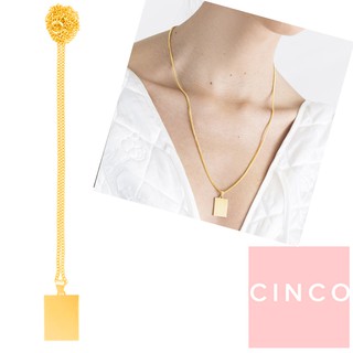 CINCO 葡萄牙精品 Elodie necklace 925純銀鑲24K金硬幣項鍊 素面長方款