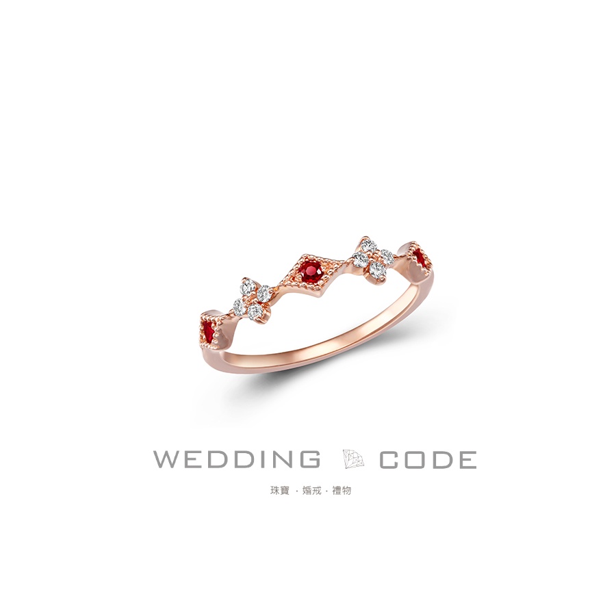 【WEDDING CODE】0.22克拉 紅寶鑽石女戒 3932R