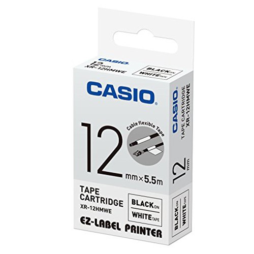 【CASIO】標籤機專用特殊色帶-12mm線材專用白底黑字(XR-12HMWE)