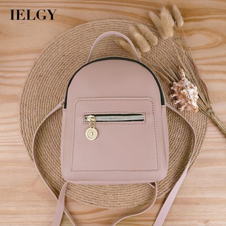 IELGY 雙肩包韓版簡約黑色口袋手機女包單肩大容量時尚